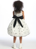 White Flower Girl Dress - Black Polka Dot Embroidered Taffeta White Flower Girl Dress - Black Polka Dot Embroidered Taffeta