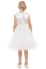 Petite Adele 268 Ivory Heavily Sequin Dress w/ Tulle Skirt & Charmeuse Bow