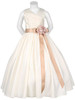 Ivory Matte Satin V-Neck w/ Detachable Sash & Flower Ivory Matte Satin V-Neck w/ Detachable Sash & Flower