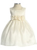 Off-White Flower Girl Dress - Taffeta Dress w/ Flower Cummerbund
