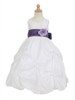White Taffeta Bubble Pick-up Flower Girl Dress
