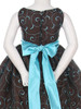 Chocolate/Turquoise Taffeta Organza Embroidered Dress