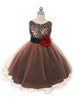 Red Double Mesh Dress w/ Multi Sequins Bodice & Flower Sash Red Double Mesh Dress w/ Multi Sequins Bodice & Flower Sash
