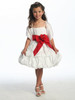 White Two Layer Bubble Taffeta Dress w/Sash & Flower White Two Layer Bubble Taffeta Dress w/Sash & Flower
