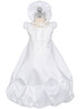 Girls Christening Gathered Taffeta w/ Bow Trim Gown