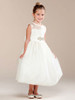 Girls Ivory Vintage Lace & Brooch Dress