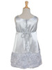 Silver Charmeuse w/ Ribbon Embroidered Bottom and Pinned Flower