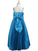Turquoise Pleated Shiny Satin Long Dress Turquoise Pleated Shiny Satin Long Dress