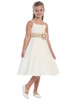 Ivory/Champagne Satin A-Line Dress with Satin Roughing Waist
