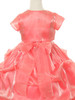 Coral Satin Organza Pickup Dress w/ Gathered Top & Bolero