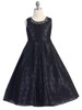 Black Lace Overlay Blue Dress