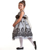 White Flocked Taffeta Dress w/ Tulle Overlay