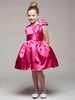 Fuchsia Satin Bodice Tulip Dress w/ Left Shoulder Bow