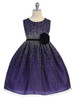 Purple Sequin Holiday Dress w/ Velvet Flower Sash Purple Sequin Holiday Dress w/ Velvet Flower Sash
