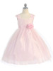 Pink Empire Waist Tulle Dress w/ Poly Silk Sleeve & Sash