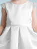 White Satin Dress w/ Pearl Cap Sleeve