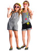 Deux par Deux Gray Jumpsuit w/ Front Ruffles & Colorful Buttons Deux par Deux Gray Jumpsuit w/ Front Ruffles & Colorful Buttons