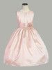 Pink Pleated Solid Taffeta Dress w/ Hand Rolled Flower Pink Pleated Solid Taffeta Dress w/ Hand Rolled Flower