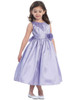 Silver Pleated Solid Taffeta Dress w/ Hand Rolled Flower Silver Pleated Solid Taffeta Dress w/ Hand Rolled Flower