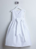 White V-Neck Poly Dupioni Dress w/ Bow White V-Neck Poly Dupioni Dress w/ Bow