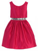 Fuchsia Satin w/ Sequin Waist Trim Dress