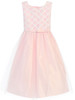 Pink Cross Hatch Satin w/ Tulle Dress