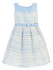 Light Blue Striped Woven & Satin Dress