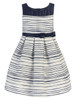Navy Striped Woven & Satin Dress