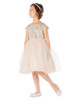 Champagne 2 Tier Tulle Dress w/ Sequin Top