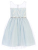 Blue Feather Patch Top & Mesh Skirt Dress