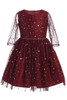 Sweet Kids SK762 Burgundy w/ Gold Star & Dot Soft Mesh Dress Sweet Kids SK762 Burgundy w/ Gold Star & Dot Soft Mesh Dress