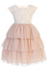 Sweet Kids SK800 Blush Pink Sweet Lace & Tiered Mesh w/ Pearl Trim