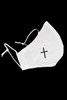 White Mask with Black Embroidered Cross Faced Shaped Mask White Mask with Black Embroidered Cross Faced Shaped Mask