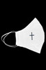 White Mask with Black Embroidered Cross Faced Shaped Mask White Mask with Black Embroidered Cross Faced Shaped Mask