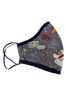 Grey Dog Print Cotton Fleece 2-Ply Face Shaped mask Grey Dog Print Cotton Fleece 2-Ply Face Shaped mask