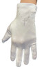 White Short Satin Gloves w/ Rhinestone Cross Accent