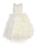 Gwen and Zoe Ivory V-Neck Sparkle Ruffle High Low Dress
