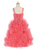 Gwen and Zoe Champagne Beaded Sweetheart Bodice w/ Ruffled Organza Dress Gwen and Zoe Champagne Beaded Sweetheart Bodice w/ Ruffled Organza Dress
