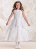 Joan Calabrese White Satin Tulle & Lace Peplum Effect Dress