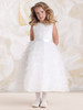 Joan Calabrese White Satin & Tulle Ruffled Layered Dress w/ Lace Bodice Joan Calabrese White Satin & Tulle Ruffled Layered Dress w/ Lace Bodice