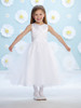 Joan Calabrese White Satin Natural Waist Flower Girl Dress