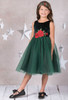 Kid's Dream 396 Green Velvet Rose Patch Dress Kid's Dream 396 Green Velvet Rose Patch Dress