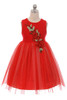 Kid's Dream C201 Red Wool Top Rose Patch Dress Kid's Dream C201 Red Wool Top Rose Patch Dress