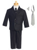 Black Two-Button Herringbone Pattern Suit- FINAL SALE