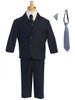 Navy Two-Button Herringbone Pattern Suit- FINAL SALE