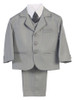 Boys' Light Gray 3 Button 5 Piece Suit