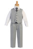 Boys' Light Gray 3 Button 5 Piece Suit