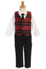 Lito C569 Red Plaid Vest & Black Pant Set Lito C569 Red Plaid Vest & Black Pant Set