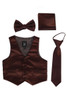Little Gents 738 Brown Satin Vest w/ Zipper Tie Bowtie & Hanky Little Gents 738 Brown Satin Vest w/ Zipper Tie Bowtie & Hanky