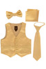 Little Gents 738 Gold Satin Vest w/ Zipper Tie Bowtie & Hanky Little Gents 738 Gold Satin Vest w/ Zipper Tie Bowtie & Hanky